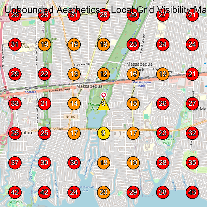 Unbounded Aesthetics GeoGrid visibility map for Facial Spa in Wantagh